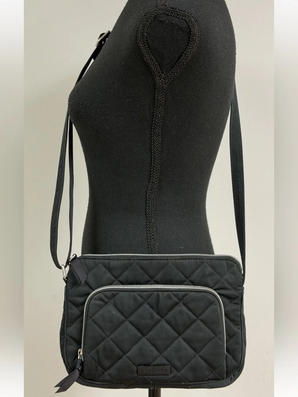Vera Bradley Little Hipster Black Crossbody Microfiber Classic